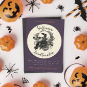 Witch Broom Halloween Spooktacular Costume Party Kaart