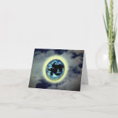 Witch Broomstick Full Moon Halloween Note Kaart (Voorkant)