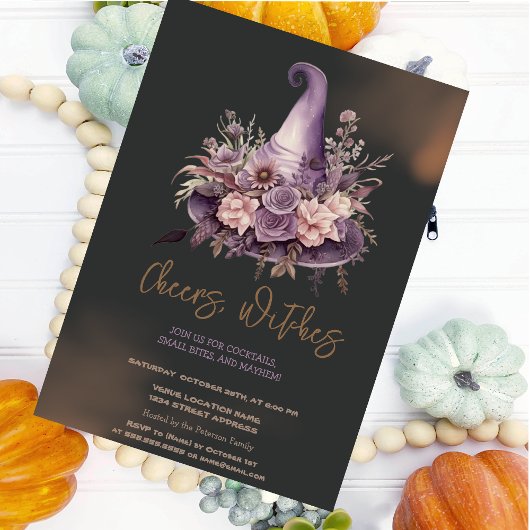 Witch Casquette Lune Dark Halloween Invitation