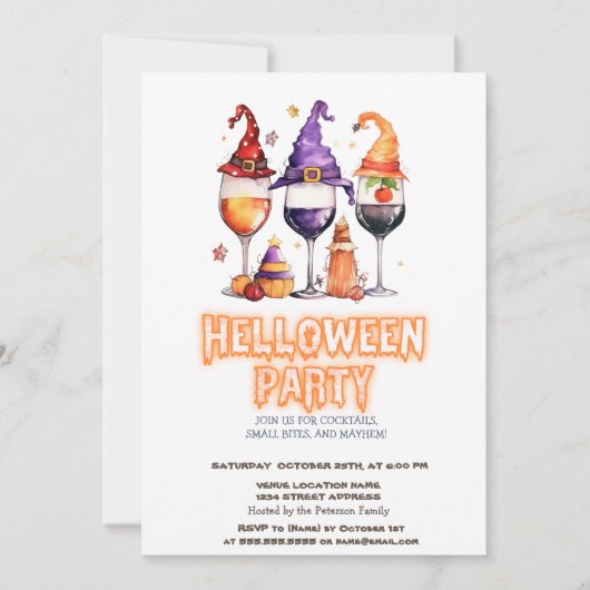 Witch Casquette Vin Halloween Fête Invitation (Devant)