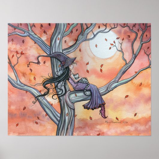 Witch Cat Autumn Poster van Molly Harrison (Voorkant)