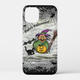 Witch, Cat, Bat en Pumpkin, Happy Halloween! iPhone 12 Mini Hoesje
