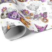 Witch Cat en Spooky Friends Cadeaupapier (Rol Hoek)