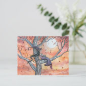 Witch Cat Halloween Briefkaart beroemd gemaakt doo (Staand voorkant)