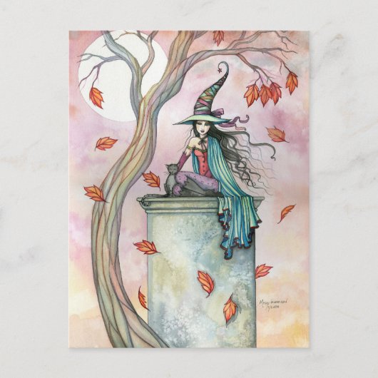 Witch Cat Halloween Briefkaart beroemd gemaakt doo (Voorkant)