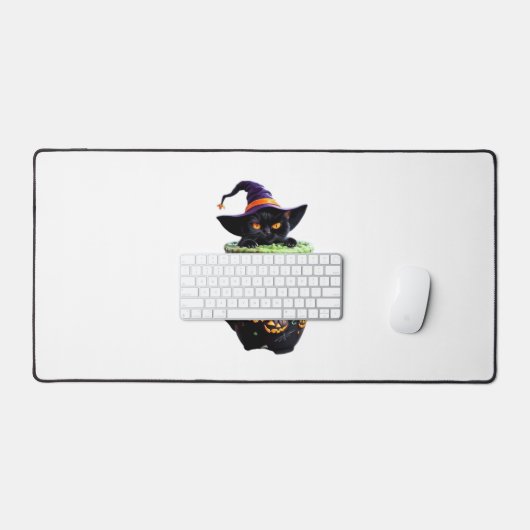 Witch Cat Halloween Coffee Mok – Schattigee zwarte Bureaumat (Keyboard & Muis)