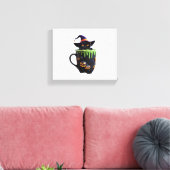 Witch Cat Halloween Coffee Mok – Schattigee zwarte Canvas Afdruk (Insitu (Woonkamer))