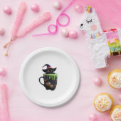 Witch Cat Halloween Coffee Mok – Schattigee zwarte Papieren Bordje (Feest)