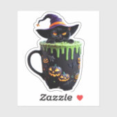 Witch Cat Halloween Coffee Mok – Schattigee zwarte Sticker (Vel)
