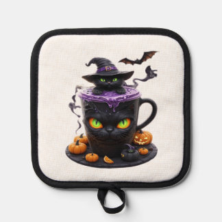 Witch Cat Halloween Latte  Creepy Cute Coffee with Pannenlap