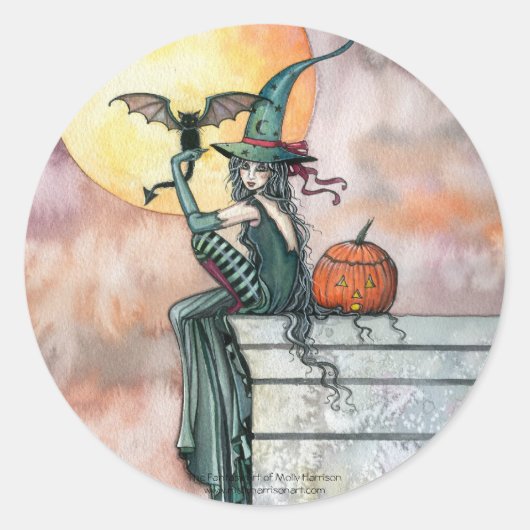 Witch Cat Halloween Stickers van Molly Harrison (Voorkant)