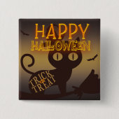 Witch Cat Happy Halloween Vierkante Button 5,1 Cm (Voorkant)
