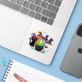 Witch Cat Squad Halloween Vinyl Sticker (Laptop met iPhone)