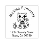 Witch Cat Voodoo Doll Arch Address Zelfinktende Stempel (Design)