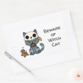 Witch Cat Voodoo Doll Custom Text Rechthoekige Sticker (Envelop)