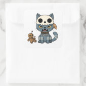 Witch Cat Voodoo Doll Vierkante Sticker (Tas)