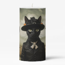 Witch Cat with Pumpkins 