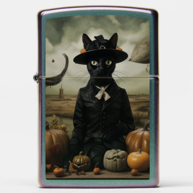Witch Cat with Pumpkins  (Front)