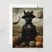 Witch Cat with Pumpkins  Briefkaart (Voorkant / Achterkant)
