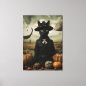 Witch Cat with Pumpkins  Canvas Afdruk (Voorkant)