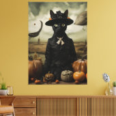Witch Cat with Pumpkins  Canvas Afdruk (Insitu (Woonkamer))