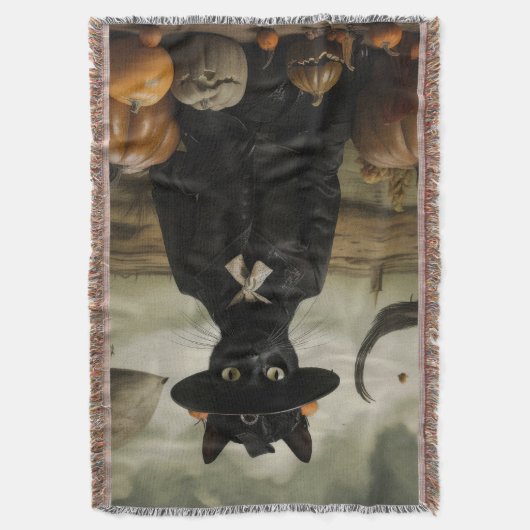 Witch Cat with Pumpkins  Deken (Voorkant Verticaal)