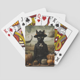 Witch Cat with Pumpkins  Pokerkaarten