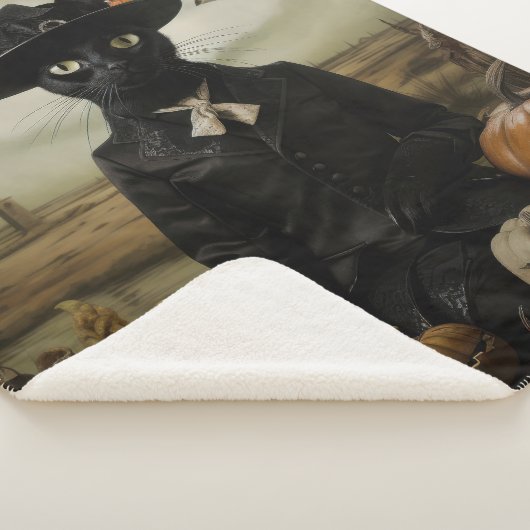 Witch Cat with Pumpkins Sherpa Deken (3/4)