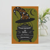 Witch Cauldron Birthday Halloween Party Kaart (Staand voorkant)