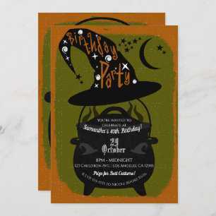  Witch Cauldron Birthday Halloween Party Kaart