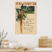 Witch Cauldron Broom Night Witchcraft Poster (Keuken)
