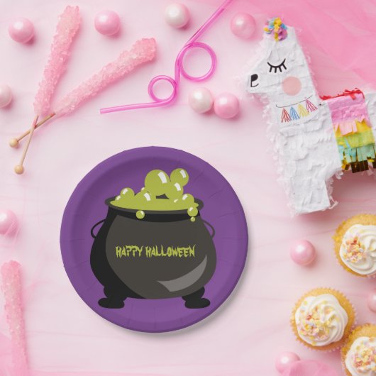 Witch Cauldron Green Potion Halloween Kinder Parti Papieren Bordje (Feest)