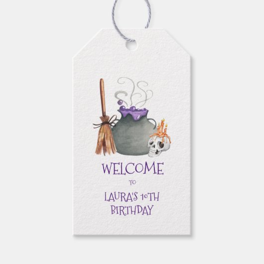 Witch Cauldron Halloween Gift Labels Cadeaulabel (Voorkant)