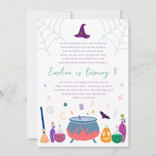 Witch Cauldron Invitations de fête d'anniversaire (Devant)
