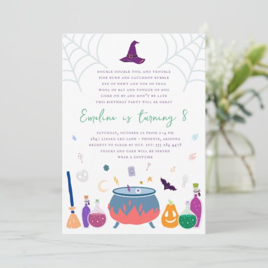 Witch Cauldron Invitations de fête d'anniversaire (Debout devant)