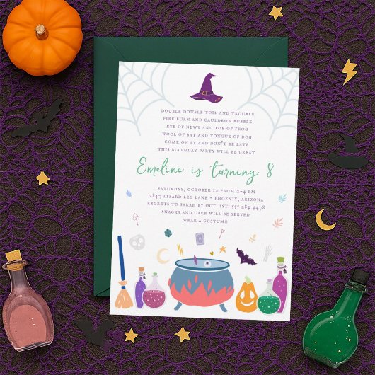 Witch Cauldron Invitations de fête d'anniversaire