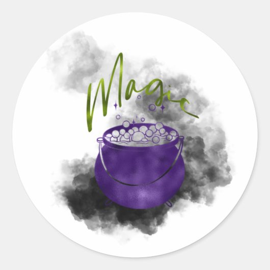 Witch Cauldron Magic Ronde Sticker (Voorkant)