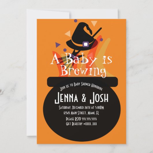 Witch Cauldron Spooky Halloween Baby shower Sinaas Kaart (Voorkant)