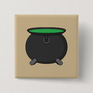 Witch Cauldron Vierkante Button 5,1 Cm