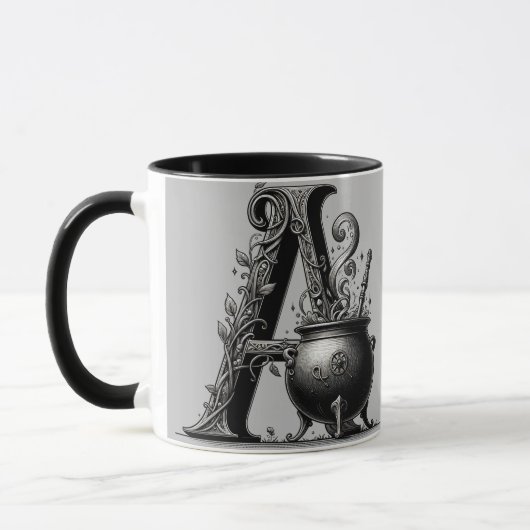 Witch Cauldron Witchy Letter Een Aangepast Initiaa Mok (Links)