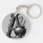 Witch Cauldron Witchy Letter Een Aangepast Initiaa Sleutelhanger (Achterkant)