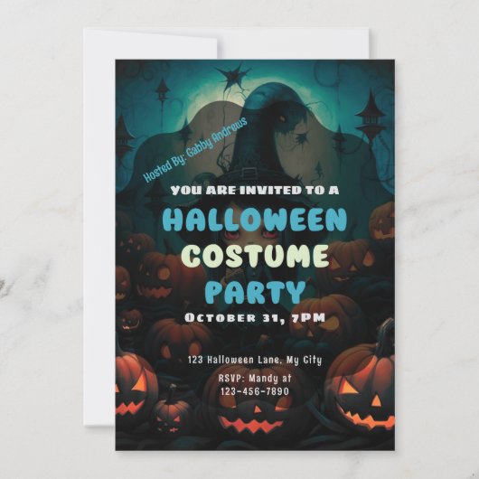 Witch Creepy Jack-O' Lanterns Halloween Kaart (Voorkant)