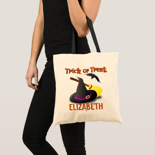 Witch Custom Name Trick or treat Bag Tote Bag (Voorkant (product))
