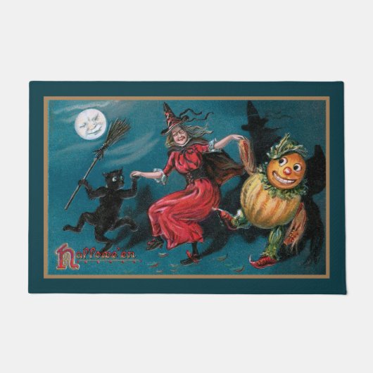 witch-dansen met zwarte kat deurmat (Voorkant)
