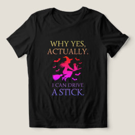 Witch Driving Stick Grappige Vrouwen Halloween Par Tri-Blend Shirt