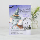 Witch Elephant Halloween Baby shower Invitation (Debout devant)