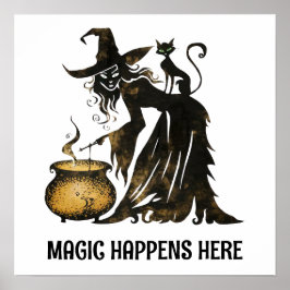 Witch en Cat Poster
