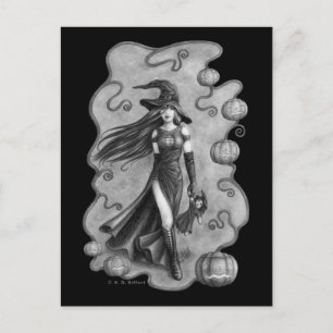 Witch en Doll Halloween Briefkaart