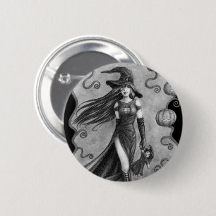 Witch en Doll Halloween Ronde Button 5,7 Cm