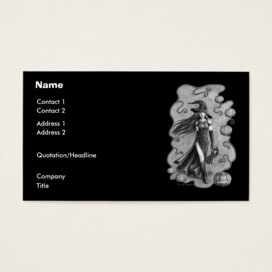 Witch en Doll Halloween visitekaartje (Voorkant)